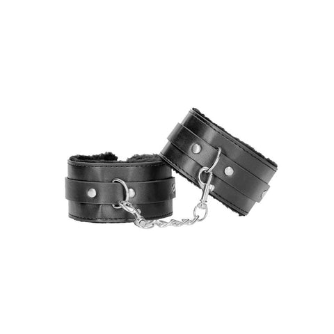 OUCH! BW Plush Bonded Leather Ankle Cuffs - Cuffs and Restraints