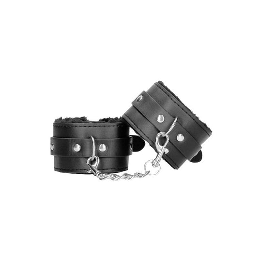 OUCH! BW Plush Bonded Leather Hand Cuffs - Cuffs and Restraints