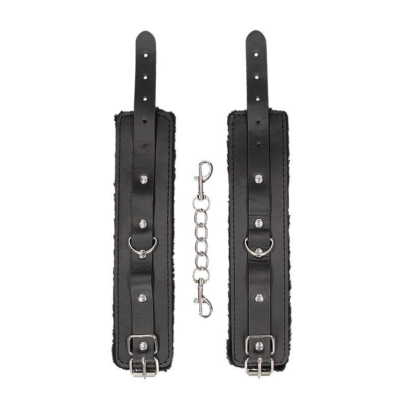 OUCH! BW Plush Bonded Leather Hand Cuffs Collars And Cuffs