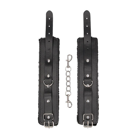 OUCH! BW Plush Bonded Leather Hand Cuffs - Cuffs and Restraints
