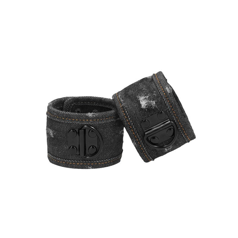 OUCH! Denim Ankle Cuffs - Black Cuffs and Restraints