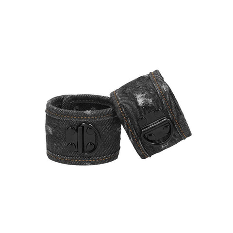 OUCH! Denim Ankle Cuffs - Black - Cuffs and Restraints