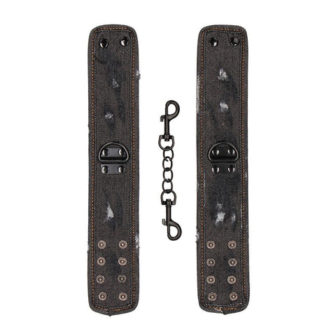 OUCH! Denim Ankle Cuffs - Black - Cuffs and Restraints