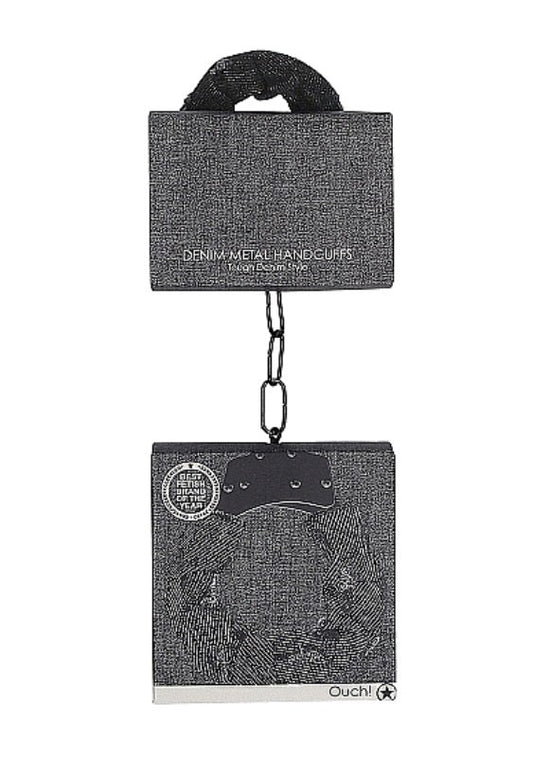 OUCH! Denim Metal Handcuffs - Black - Cuffs and Restraints