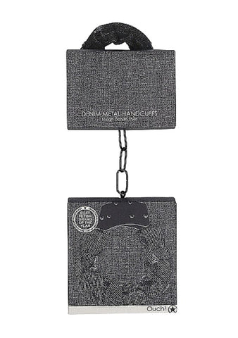 OUCH! Denim Metal Handcuffs - Black - Cuffs and Restraints
