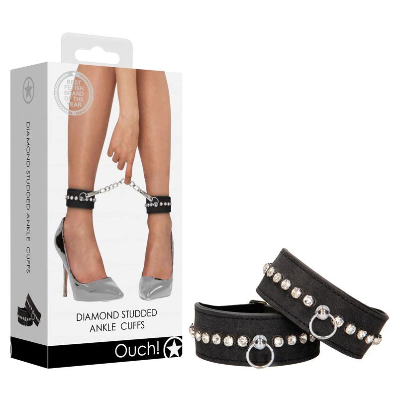 OUCH! Diamond Studded Ankle Cuffs Collars And Cuffs