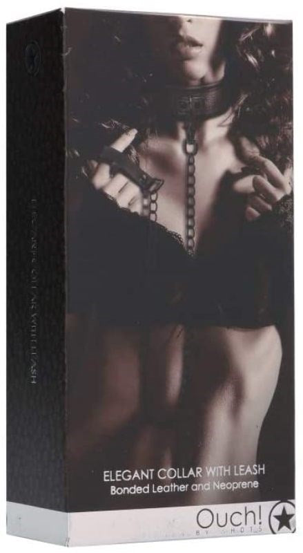 Ouch! Elegant BDSM Play Collar with Leash - Collars and Leads
