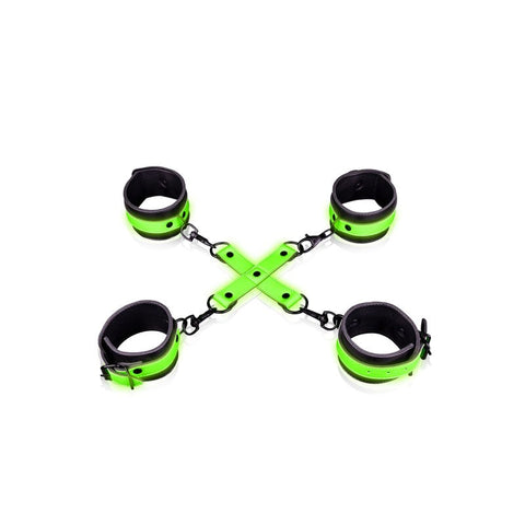 OUCH! Glow in Dark Hand & Ankle Cuffs with Hogtie - Cuffs and Restraints