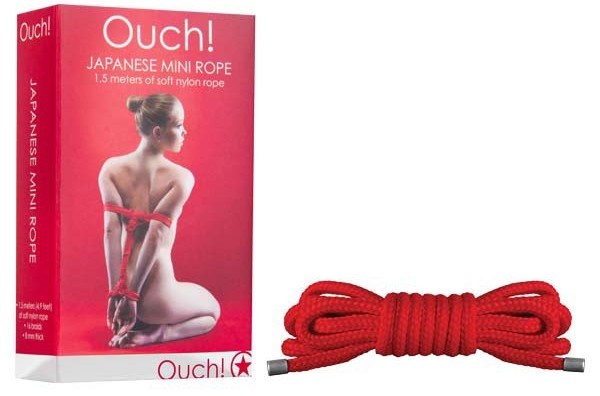 Ouch! Japanese Mini Rope 1.5m Red Collars And Cuffs