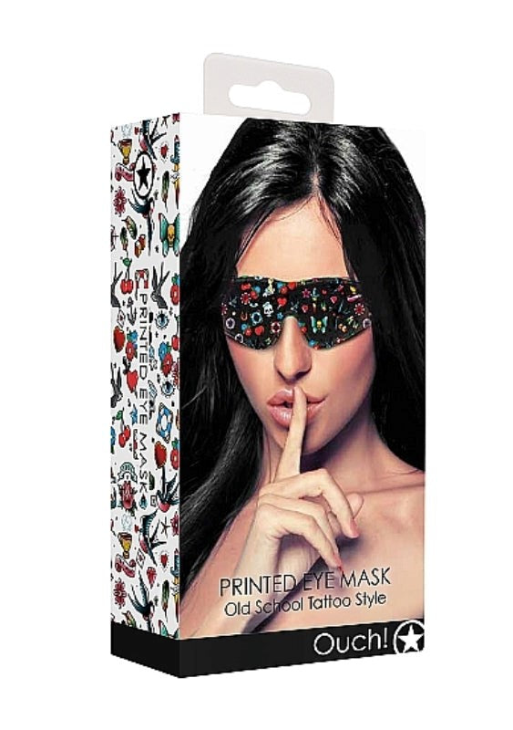 OUCH! Printed Fetish Play Eye Mask - Old School Masks And Blindfolds