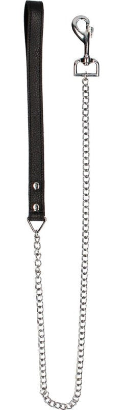 Pain Leather Handle Chain Lead Collars and Leads