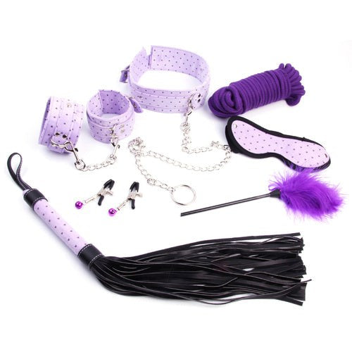 Plush SM Bondage Kit 7 Pcs Purple Bondage Kits