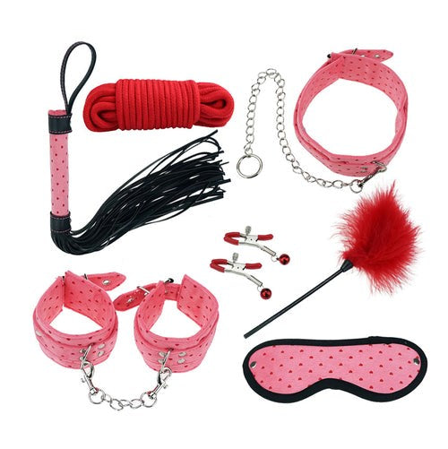 Plush SM Bondage Kit 7 Pcs Purple Bondage Kits