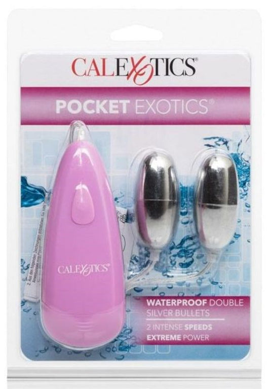 Pocket Exotics Waterproof Double Silver Bullet Vibrator - Waterproof Vibrators