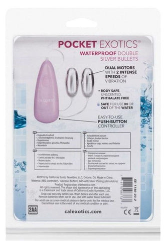 Pocket Exotics Waterproof Double Silver Bullet Vibrator - Waterproof Vibrators