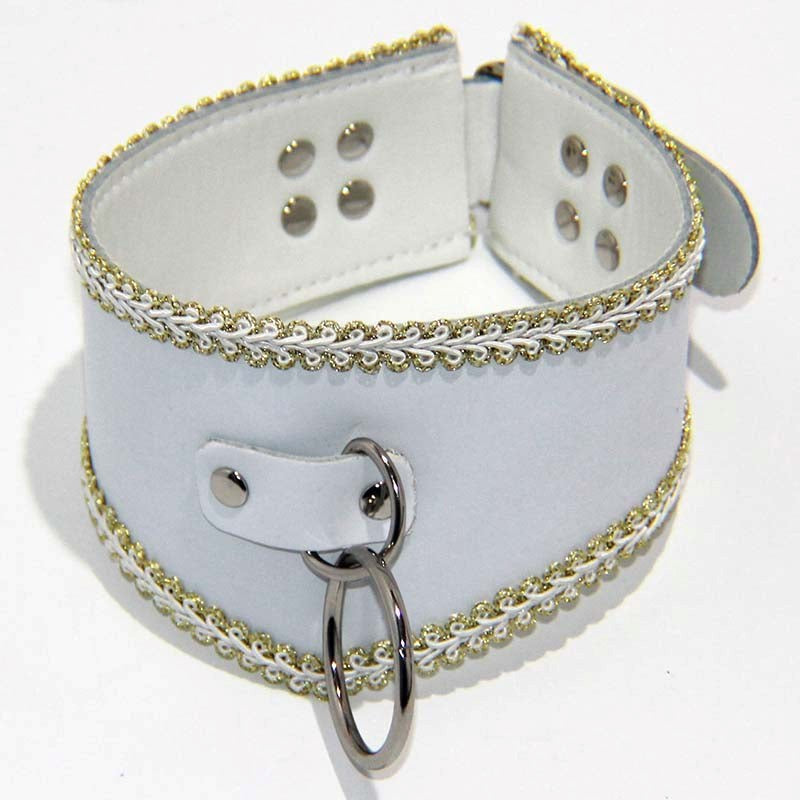 Posture Collar in White with O Ring Heavy Fancy Dress Ups