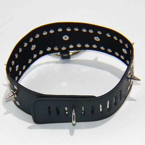 Fierce Faux Leather Bondage Collar - Studded Style - Collars and Leads