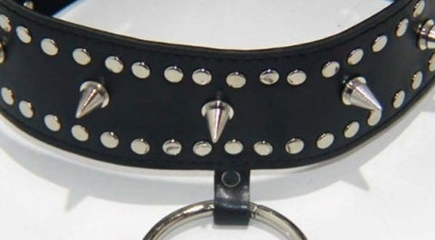 Fierce Faux Leather Bondage Collar - Studded Style - Collars and Leads