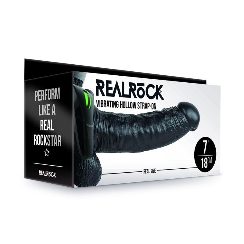 REALROCK Vibrating Hollow Strap-on + Balls - 18 cm Realistic Dildos