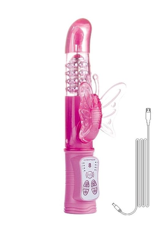 Rechargeable Silicone Butterfly Pink - Rabbit Vibrators