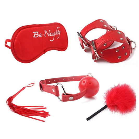 Red Lovers PVC Cuffs Restraint Kit 5 piece Bondage Kits