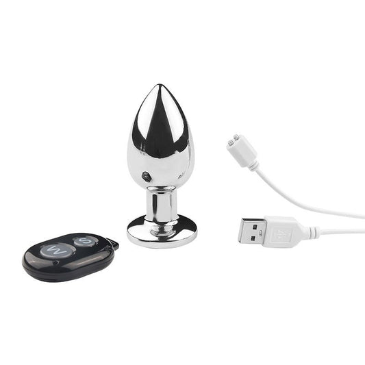 Remote Vibrating Stainless Steel Butt Plug - Electro Sex