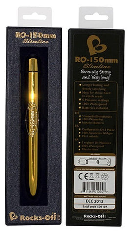 Rocks Off RO 150mm Slimline 10 Speed Gold - Waterproof Vibrators