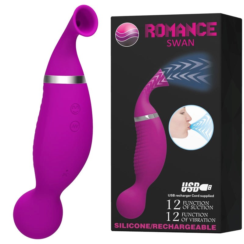 Romance Swan Dual Function Vibrator and Sucker Clit Ticklers and Pulsators