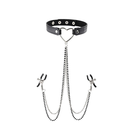 Sensual Amor Collar and Nipple Clamp Set Collars and Leads
