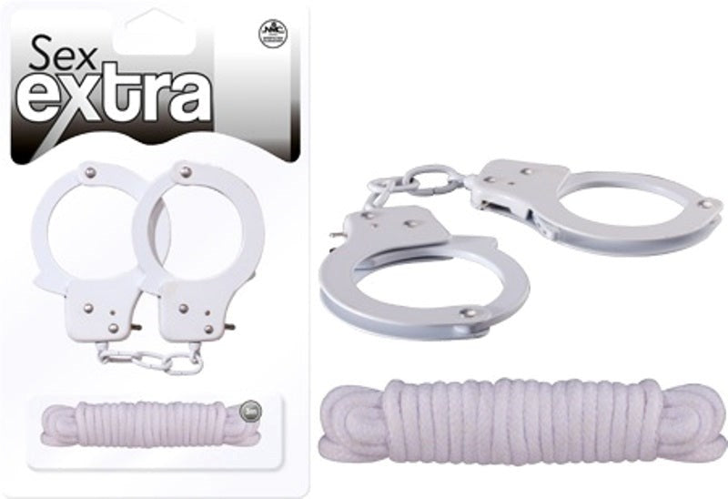 Sex Extra Metal Cuffs & Love Rope Kit Set Cuffs and Restraints