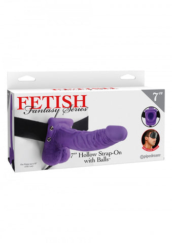 Fetish Fantasy Series 7 Inch Hollow Strap-On Dong with Balls - Rabbit Vibrators