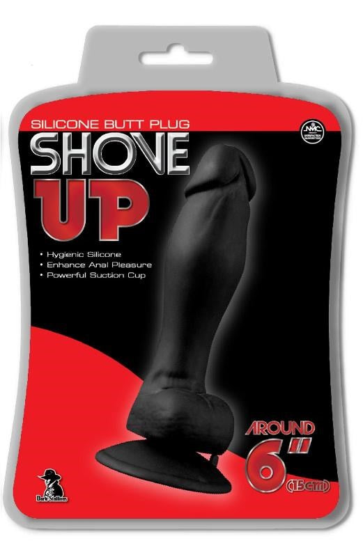 Shove Up 6" Silicone Dong With Suction Cup Black Realistic Dildos