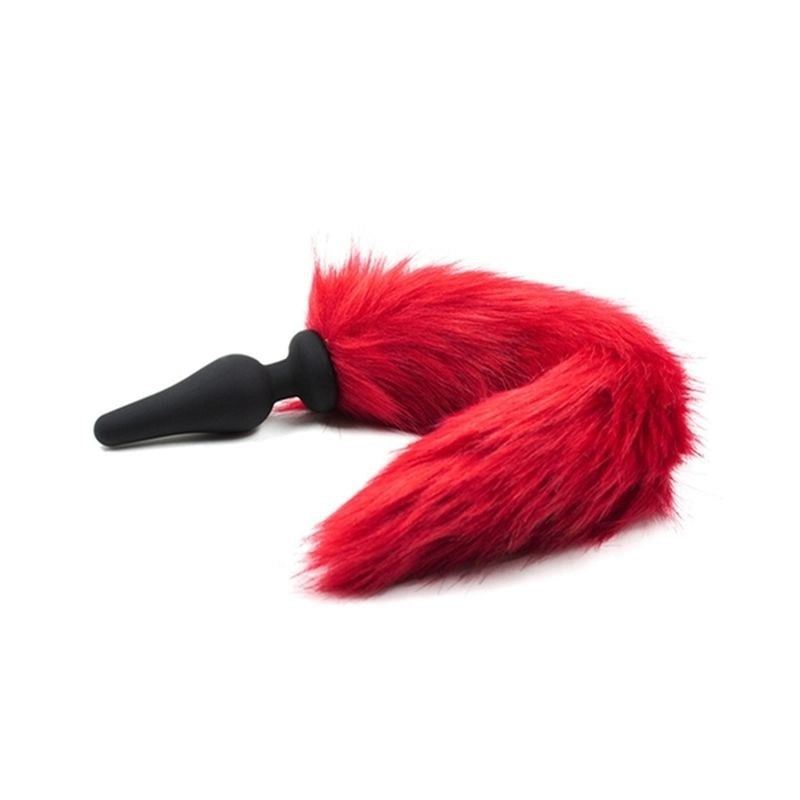 Silicone Anal Plug With Red Faux Fox Tail Fancy Dress Ups