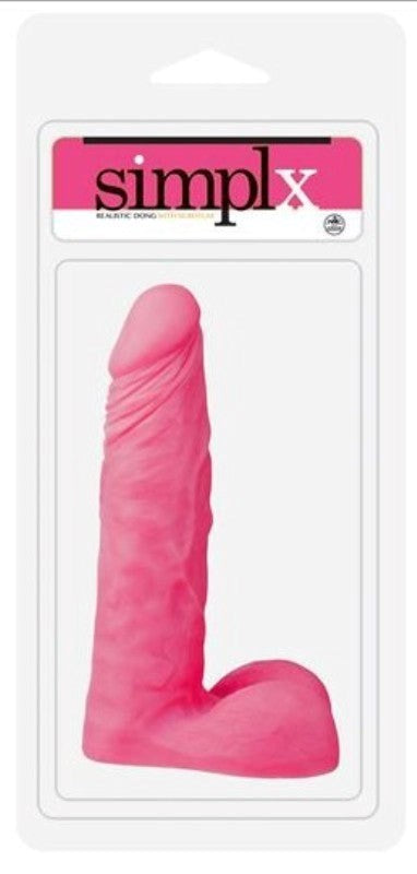 Simplx Realistic 8 inch Dong with Scrotum Pink Realistic Dildos