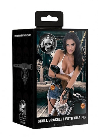 Skulls and Bones Bracelet with Skulls and Chains Black - Cuffs and Restraints