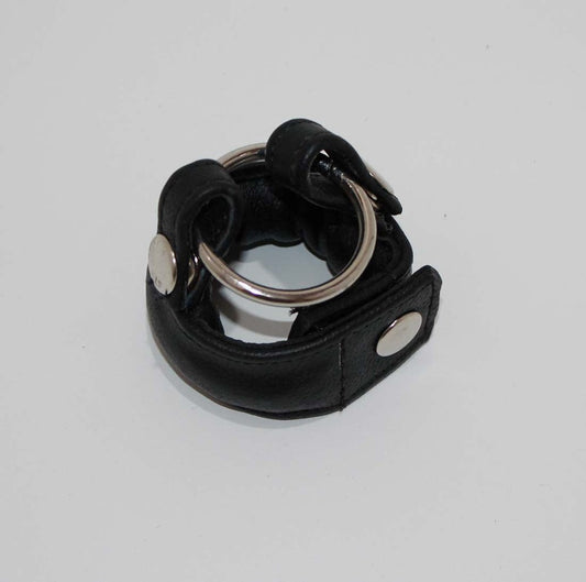 Slick Weighted Cock Ring in Leather - Ball and Cock Toys