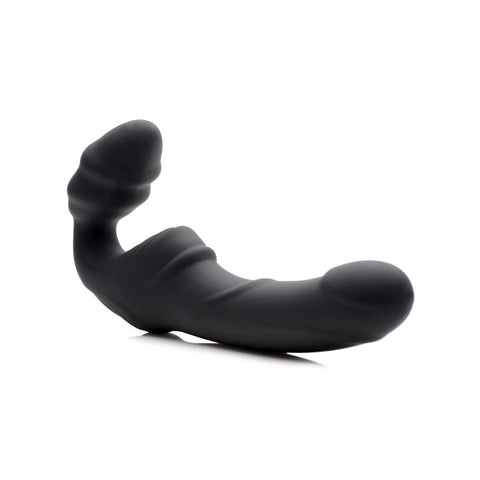 Slim Rider Ribbed Vibrating Silicone Strapless Strap On - Strap On Sextoys