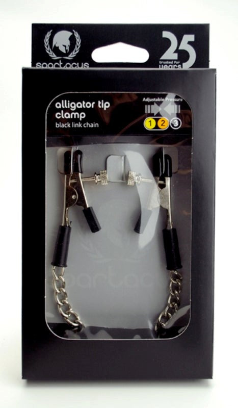 Spartacus Adjustable Alligator Clamps with Link Chain Cuffs And Restraints