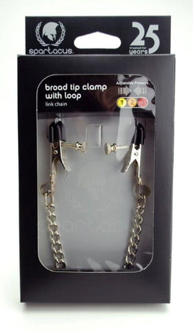 Spartacus Adjustable Broad Tip Clamps with Loop Link Chain - Breast and Nipple Toys