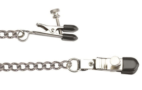 Spartacus Adjustable Broad Tip Clamps with Loop Link Chain - Breast and Nipple Toys
