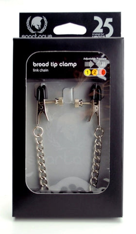 Spartacus Adjustable Broad Tip Nipple Clamps with Link Chain - Nipple and Clit Clamps