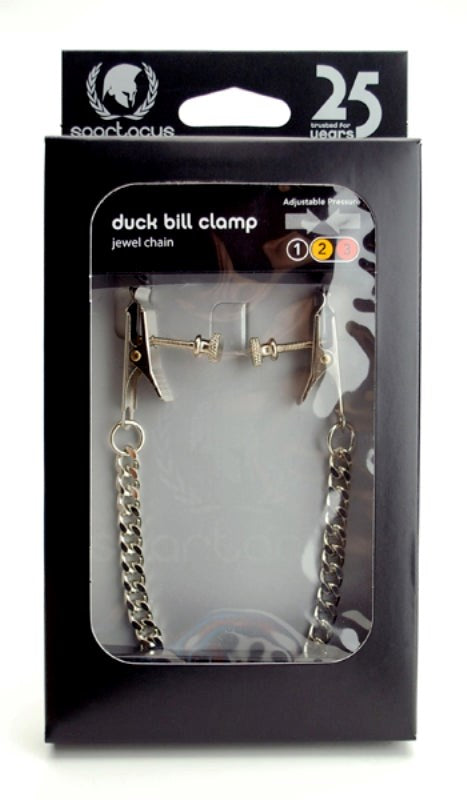 Spartacus Adjustable Duck Bill Clamps with Jewel Chain Breast and Nipple Toys