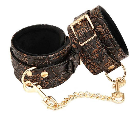 Spartacus Brown Floral Print PU Ankle Cuffs Cuffs and Restraints