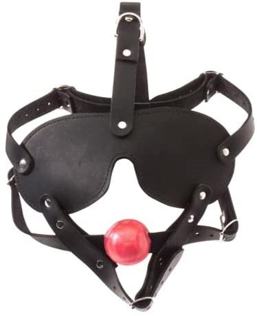 Spartacus Full Head Blindfold Harness with Ball Gag Bondage Hoods