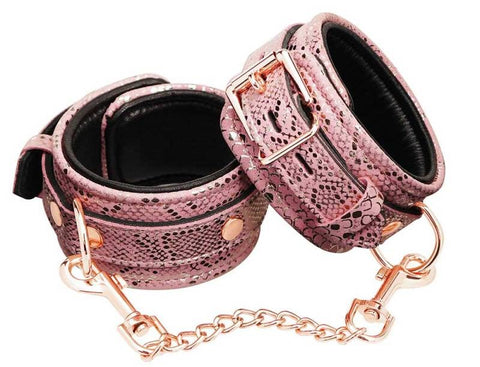 Spartacus Pink Snake Microfiber Wrist Cuffs - Cuffs and Restraints
