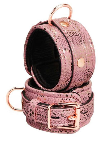 Spartacus Pink Snake Microfiber Wrist Cuffs - Cuffs and Restraints