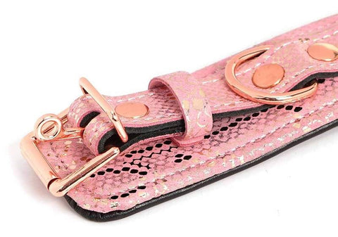 Spartacus Pink Snake Microfiber Wrist Cuffs - Cuffs and Restraints