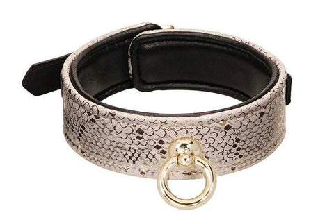 Spartacus White Snake Print Microfiber Collar and Leash - Collars and Leads