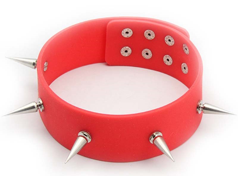 Spiked Bondage Collar Black Silicone Collars and Leads