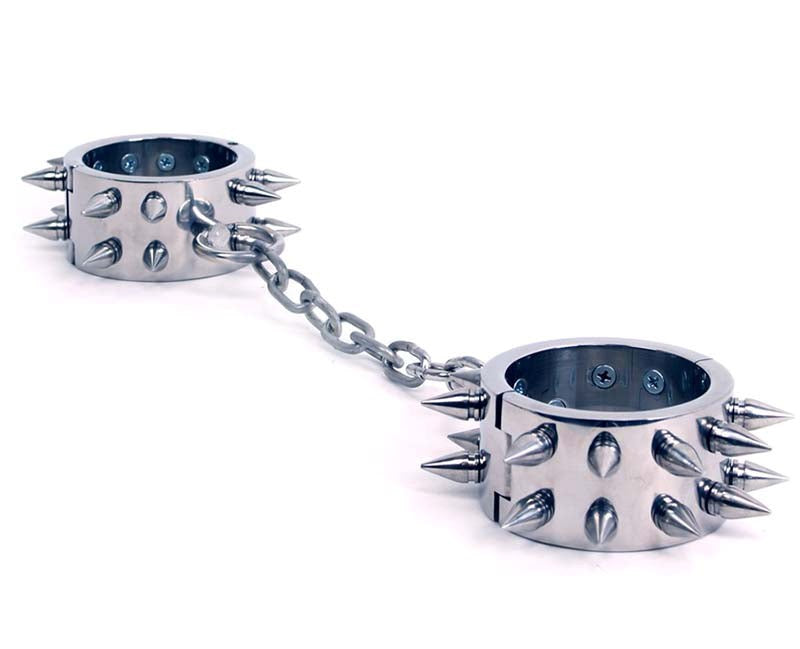 Spiked Metal Wrist Shackles Collars And Cuffs